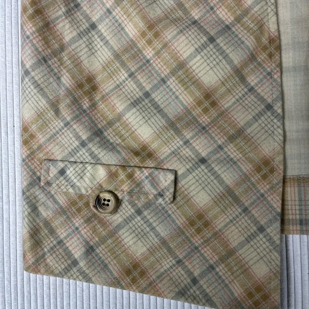 Vintage Mr. Mench Vest Mens M Beige Plaid Suit Waistcoat Spring Casual 70s 80s